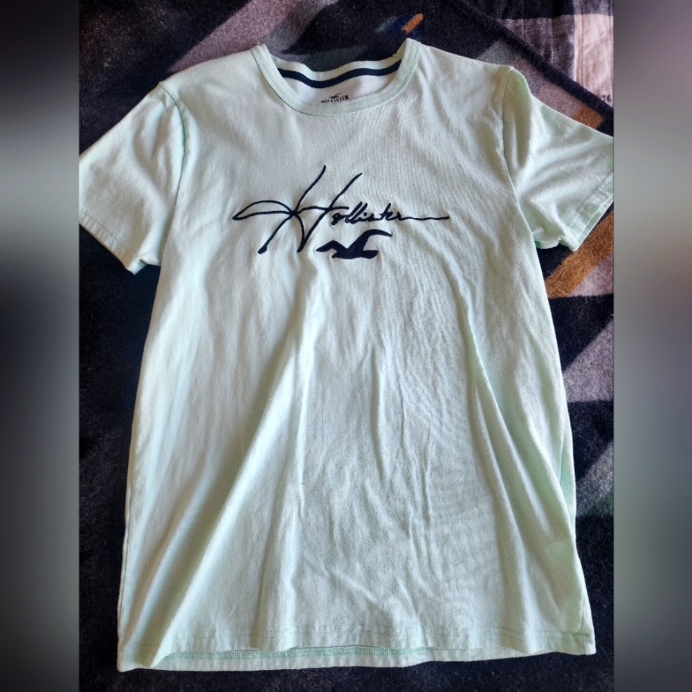 Hollister Men's Mint Green T-Shirt